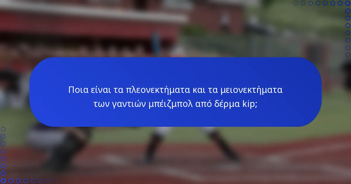 Ποια είναι τα πλεονεκτήματα και τα μειονεκτήματα των γαντιών μπέιζμπολ από δέρμα kip;