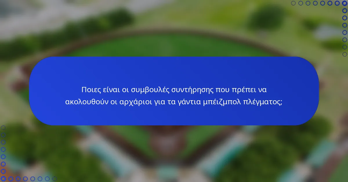 Ποιες είναι οι συμβουλές συντήρησης που πρέπει να ακολουθούν οι αρχάριοι για τα γάντια μπέιζμπολ πλέγματος;